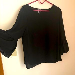 Elle black blouse with bell sleeves